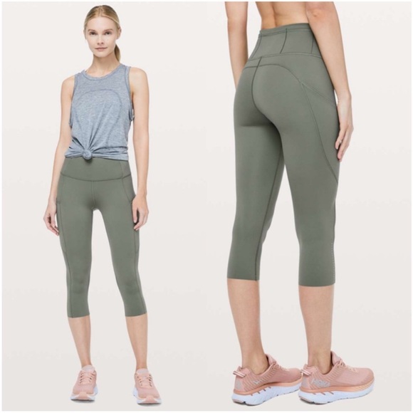 Lululemon Fast & Free Crop II Nulux 19" Grey Sage size 8 W6AS5S - Picture 15 of 16
